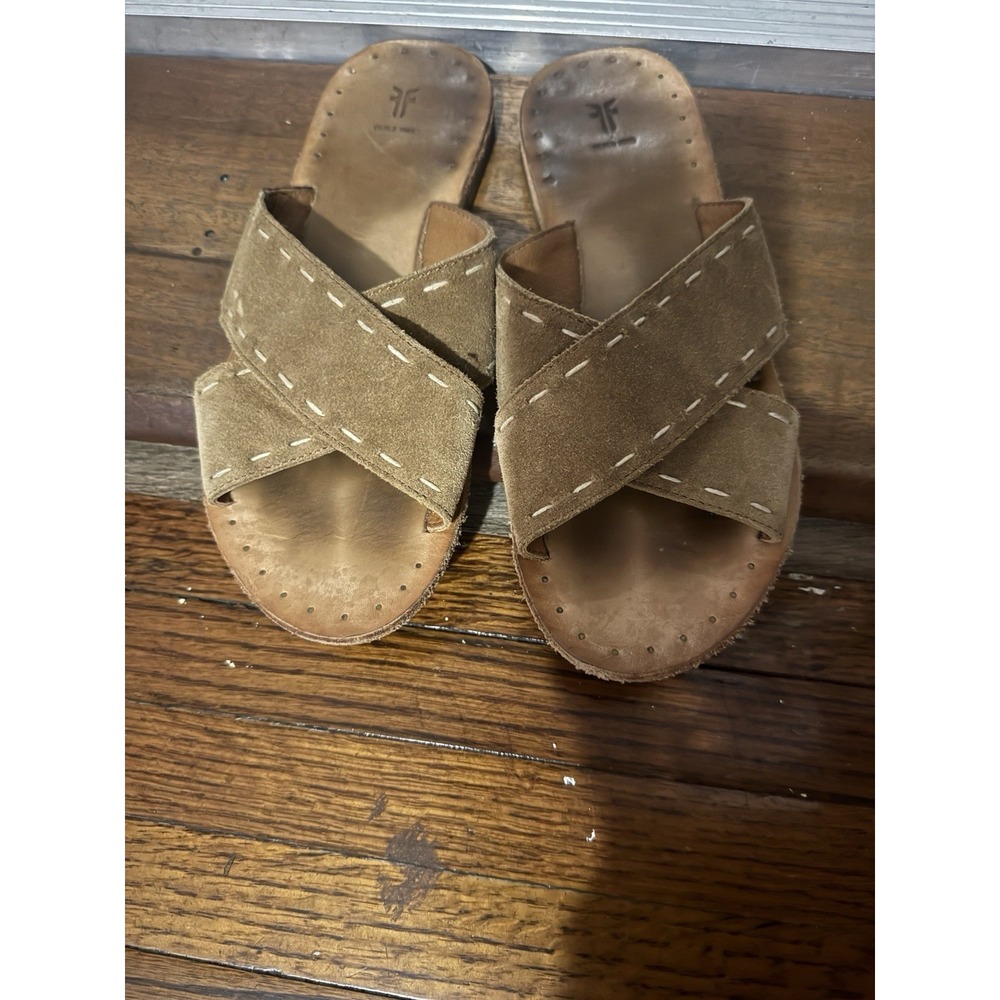 FRYE Avery Pickstitch Slide Sandals Size 7
